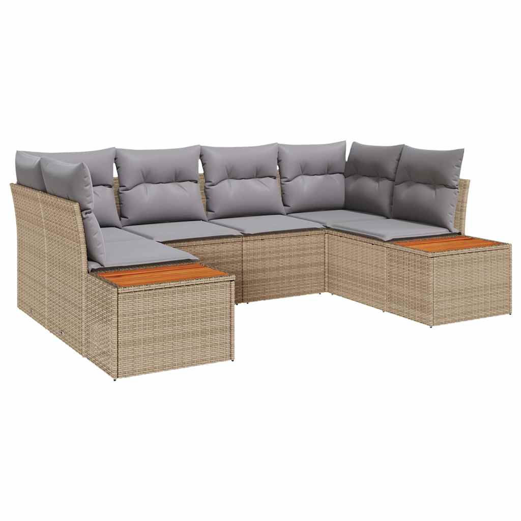 Conjunto de sofá de jardín 6 pcs Beige ratán sintético