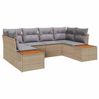 Conjunto de sofá de jardín 6 pcs Beige ratán sintético