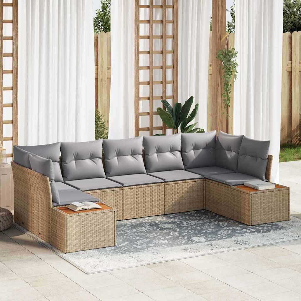 Conjunto de sofá de jardín 10 pcs Beige ratán sintético