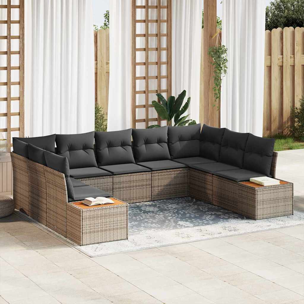 Conjunto de sofás de jardín 8 pcs Beige ratán sintético