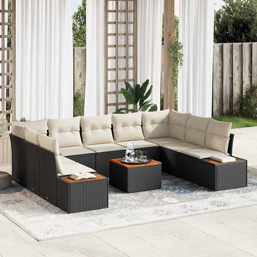Conjunto de sofás de jardín 8 pcs Beige ratán sintético