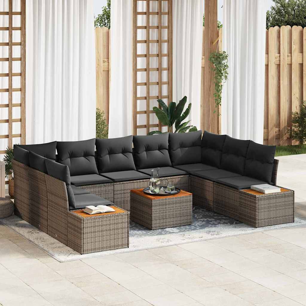 Conjunto de sofás de jardín 8 pcs Beige ratán sintético