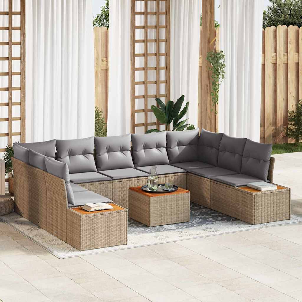 Conjunto de sofás de jardín 8 pcs Beige ratán sintético