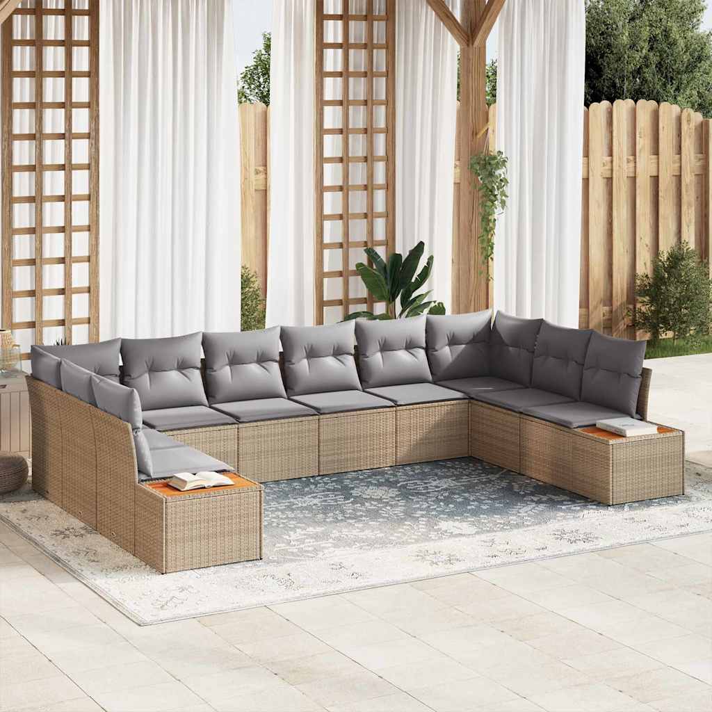 Conjunto de sofás de jardín 9 pcs Negro ratán sintético