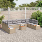 Conjunto de sofás de jardín con cojín 11 pcs Beige Poliratán