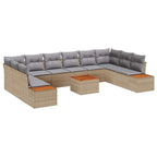 Conjunto de sofás de jardín con cojín 11 pcs Beige Poliratán
