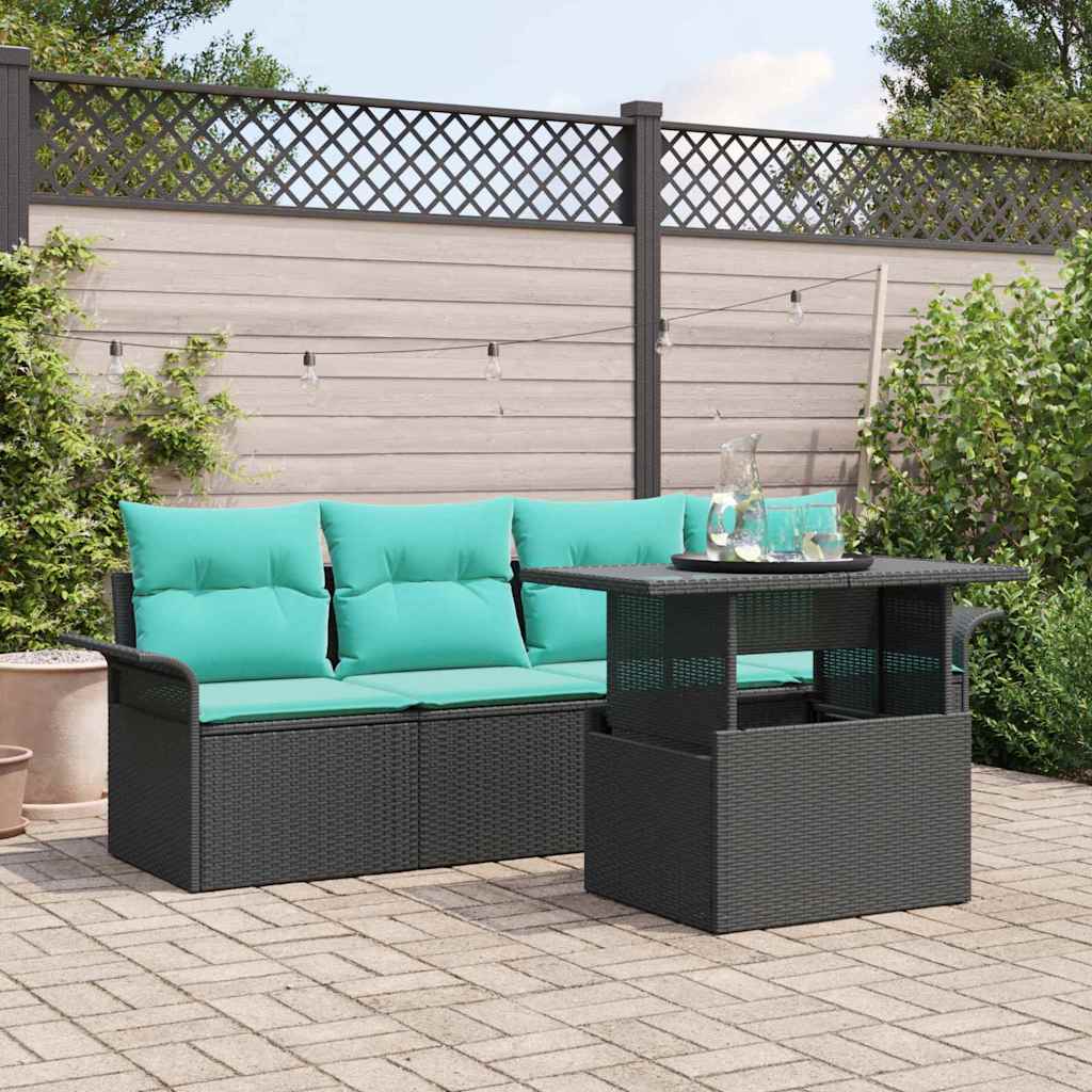 Conjunto de sofá de jardín 5 pcs Beige ratán sintético