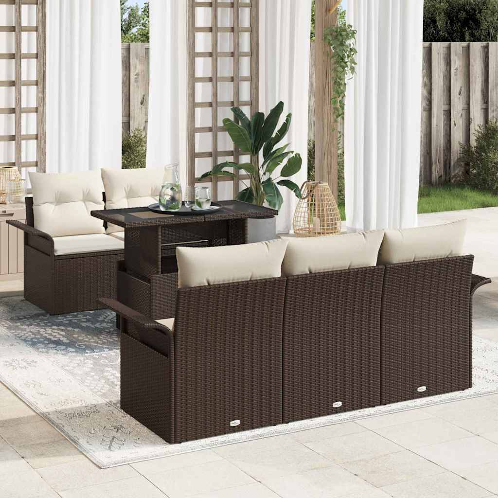 Conjunto de sofá de jardín 6 pcs Beige ratán sintético