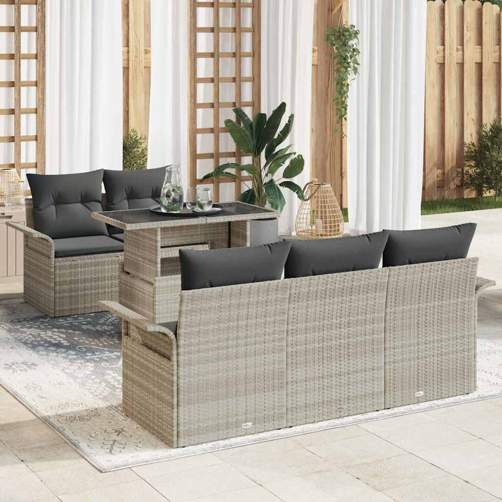Conjunto de sofá de jardín 6 pcs Beige ratán sintético