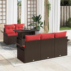 Conjunto de sofá de jardín 6 pcs Marrón ratán sintético
