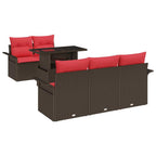 Conjunto de sofá de jardín 6 pcs Marrón ratán sintético