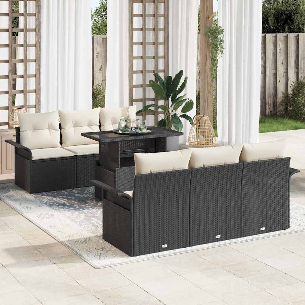 Conjunto de sofá de jardín 6 pcs Marrón ratán sintético