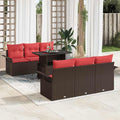 Conjunto de sofá de jardín 7 pcs Marrón ratán sintético
