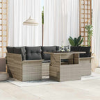 Conjunto de sofá de jardín con cojín 7 pcs Gris claro Poliratán