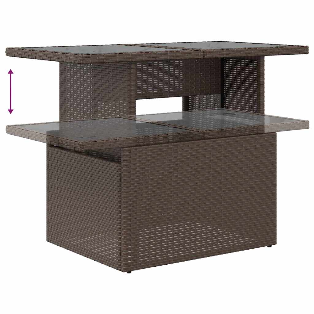 Conjunto de sofá de jardín 7 pcs Marrón ratán sintético
