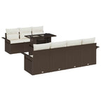 Conjunto de sofá de jardín 8 pcs Marrón ratán sintético
