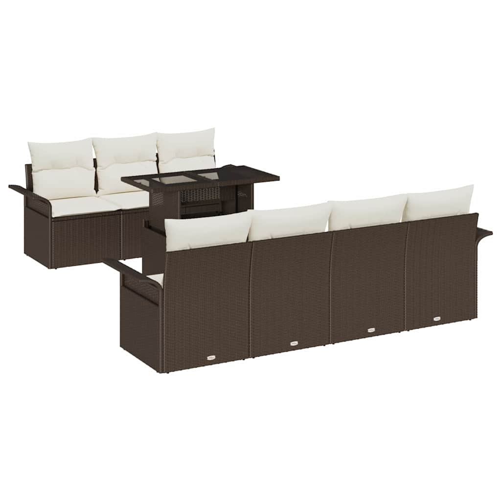 Conjunto de sofá de jardín 8 pcs Marrón ratán sintético