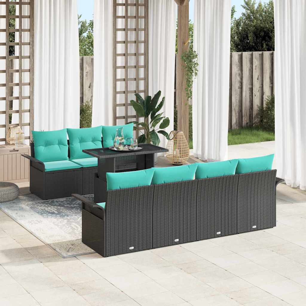 Conjunto de sofá de jardín 8 pcs Marrón Poliratán
