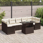 Conjunto de sofá de jardín 8 pcs Marrón ratán sintético