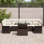 Conjunto de sofá de jardín 8 pcs Marrón ratán sintético