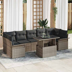 Conjunto de sofá de jardín con cojín 8 pcs Gris ratán sintético