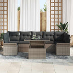 Conjunto de sofá de jardín con cojín 8 pcs Gris ratán sintético