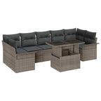 Conjunto de sofá de jardín con cojín 8 pcs Gris ratán sintético