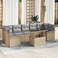 Conjunto de sofá de jardín con cojín 7 pcs Negro Poliratán