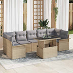 Conjunto de sofá de jardín con cojín 7 pcs Negro Poliratán