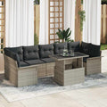 Conjunto de sofá de jardín 8 pcs Gris Claro ratán sintético