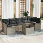 Conjunto de sofá de jardín 8 pcs Gris Claro ratán sintético