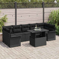 Conjunto de sofá de jardín 8 pcs Negro ratán sintético
