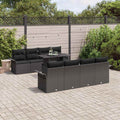 Conjunto de sofá de jardín 9 pcs Negro ratán sintético