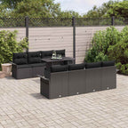 Conjunto de sofá de jardín 9 pcs Negro ratán sintético