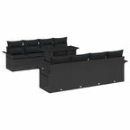 Conjunto de sofá de jardín 9 pcs Negro ratán sintético