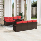 Conjunto de sofá de jardín 8 pcs Marrón ratán sintético
