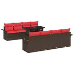 Conjunto de sofá de jardín 8 pcs Marrón ratán sintético