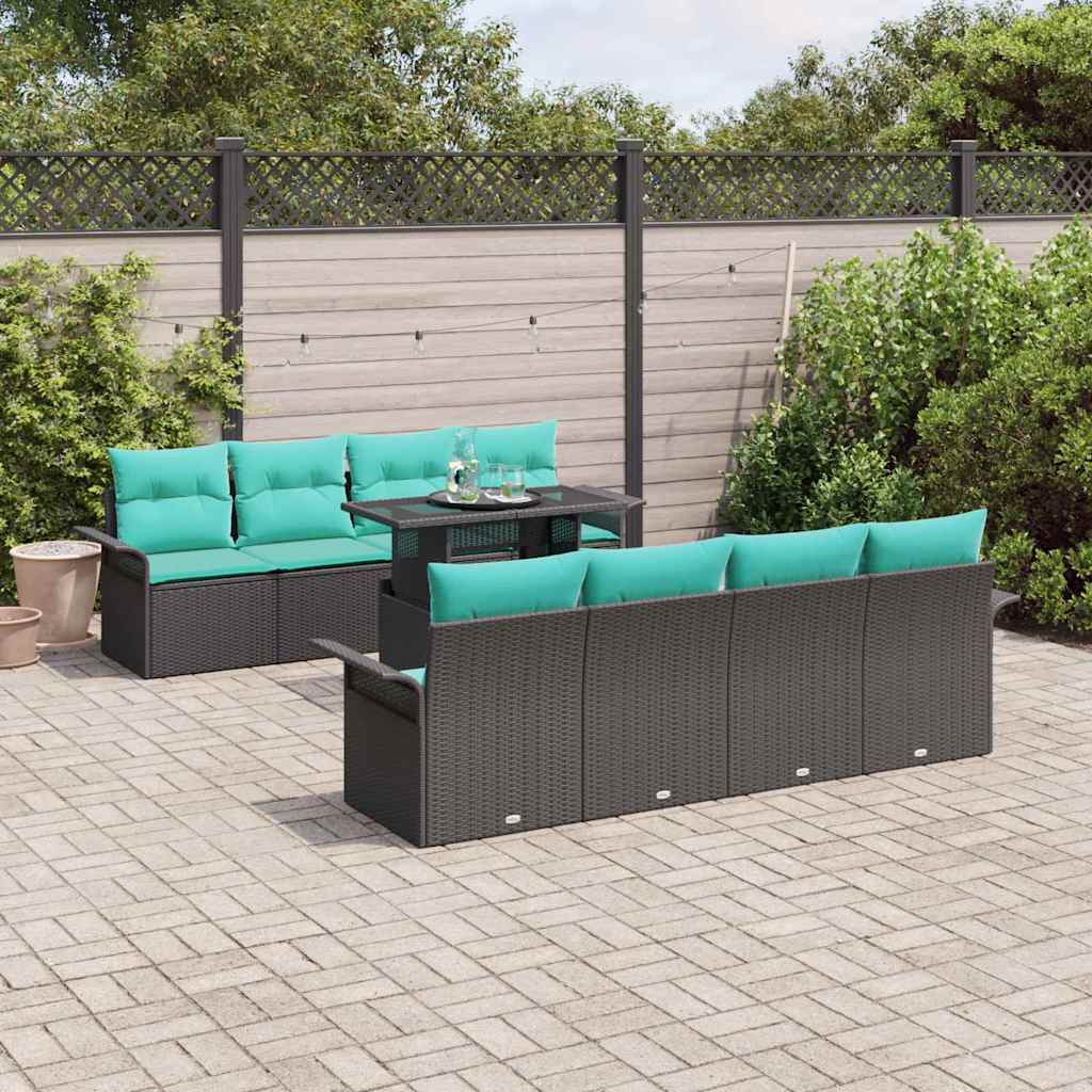 Conjunto de sofá de jardín 8 pcs Marrón ratán sintético