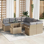 Conjunto de sofá de jardín con cojín 8 pcs Negro Poliratán