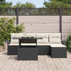 Conjunto de sofá de jardín 6 pcs Negro ratán sintético