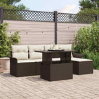 Conjunto de sofá de jardín 6 pcs Marrón ratán sintético