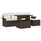 Conjunto de sofá de jardín 6 pcs Marrón ratán sintético