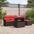 Conjunto de sofá de jardín 6 pcs Marrón ratán sintético
