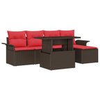Conjunto de sofá de jardín 6 pcs Marrón ratán sintético