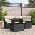 Conjunto de sofá de jardín con cojín 5 pcs Negro Poliratán
