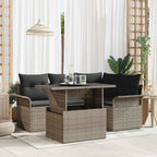 Conjunto de sofá de jardín con cojín 5 pcs Gris Poliratán