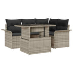 Conjunto de sofá de jardín con cojín 5 pcs Gris claro Poliratán