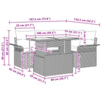 Conjunto de sofá de jardín 5 pcs Marrón ratán sintético