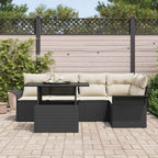 Conjunto de sofá de jardín 6 pcs Negro ratán sintético