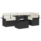 Conjunto de sofá de jardín 6 pcs Negro ratán sintético